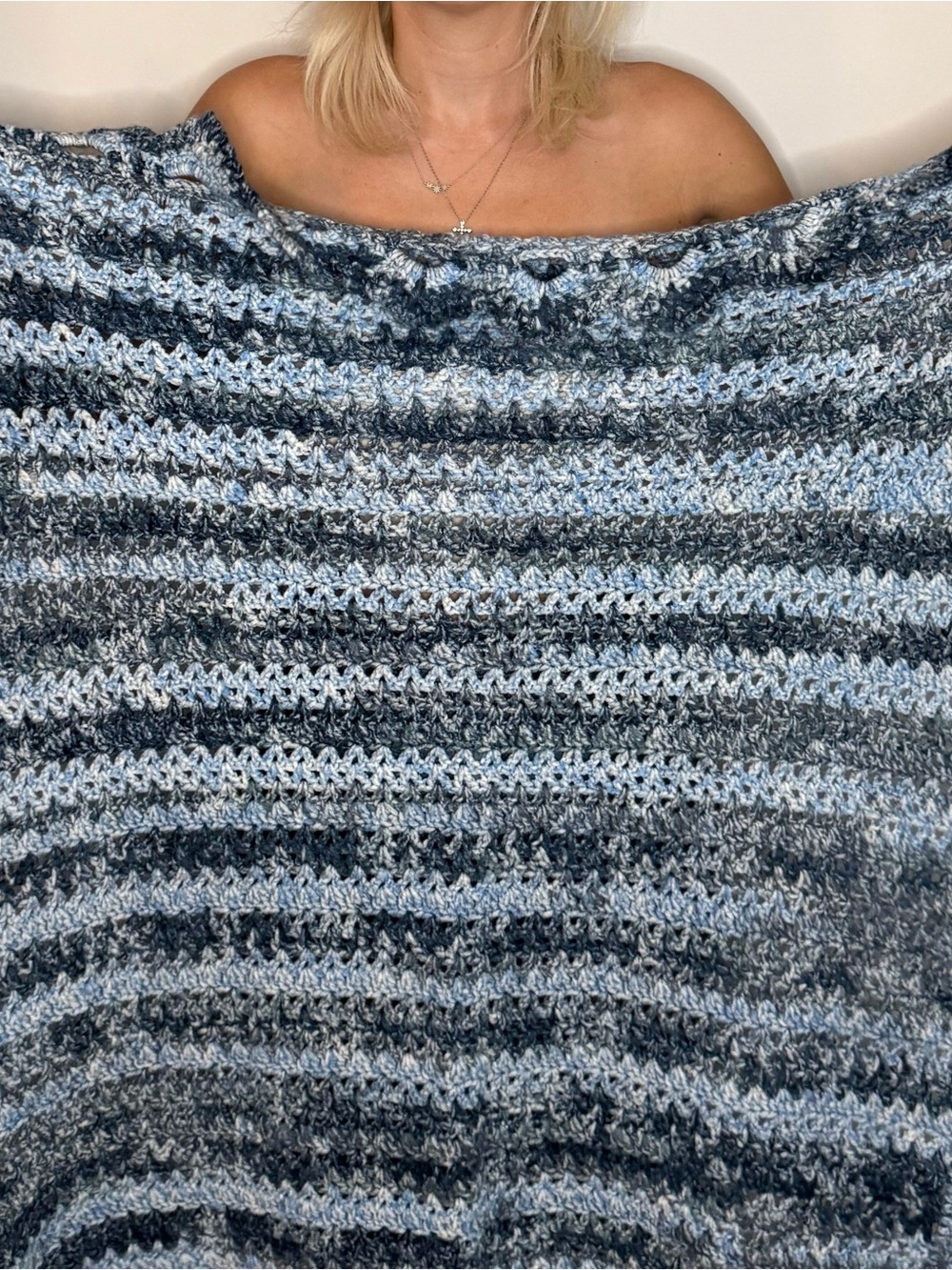 Kids Blanket and Striped Knit Beanie in Light Blue & Gray with Lovey